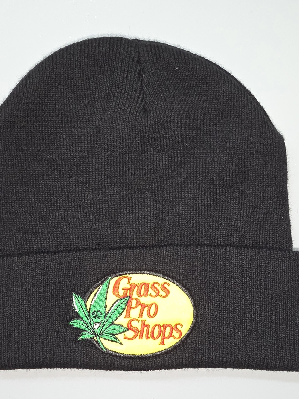 Grass Pro Shops Black Knit Beanie with Embroidered Logo Patch